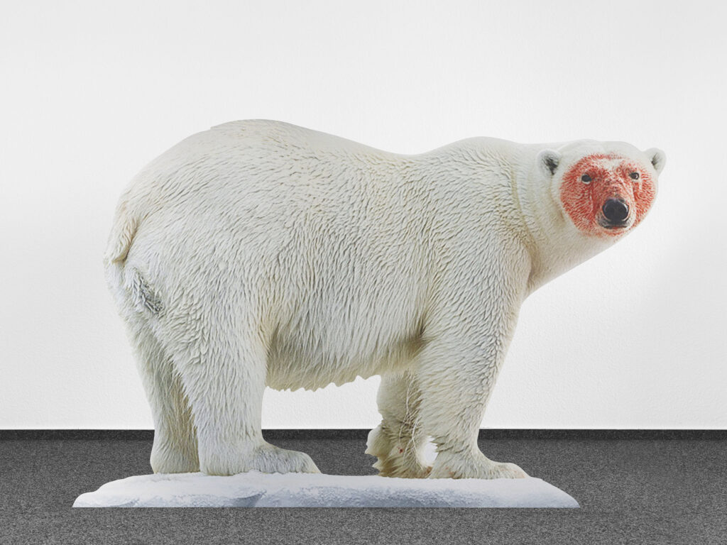 Katja Novitskova, Approximation (polar bear) 2017, digital print on aluminum, cutout display, acrylic glass 148x226x38 cm, Fondazione Sandretto Re Rebaudengo