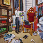 Alessandro Bazan, Collezionista di cravatte, 2013-2015, olio su tela, 200 x 180 cm
