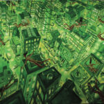 Alessandro Bazan, Volare, 2020, olio su tela, 190 x 206 cm