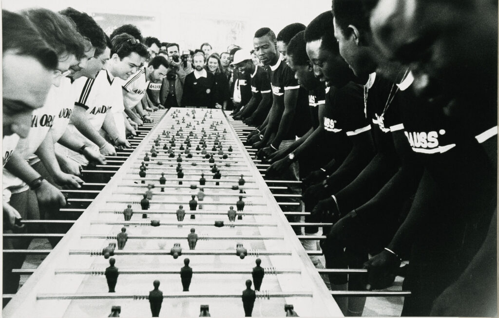 Maurizio Cattelan, Cesena 47-A.C. Forniture Sud 12 (2°tempo), 1991, stampa fotografica su alluminio, 125x195 cm, Collezione Sandretto Re Rebaudengo, Torino