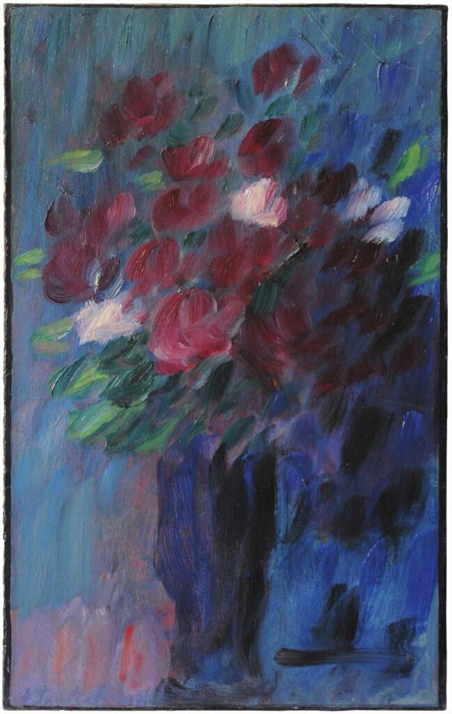 Alexej von Jawlensky (Torschok 1864 – 1941 Wiesbaden), Bouquet à l‘heure bleu,1937, Oil on cardboard, signed and dated lower left: 'A. Jawlensky 37', 21.7 x 13.4 inch, Courtesy Thole Rotermund Kunsthandel