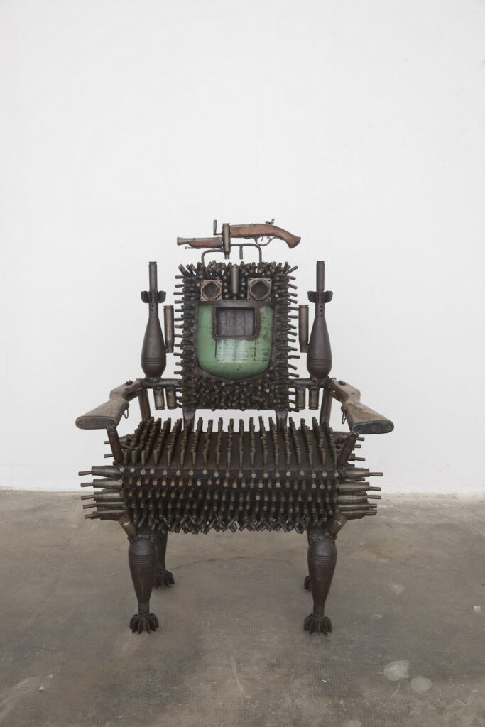 Goncalo Mabunda, Untitled Throne, 2018-19, mixed media, cm 115 x 84 x 76